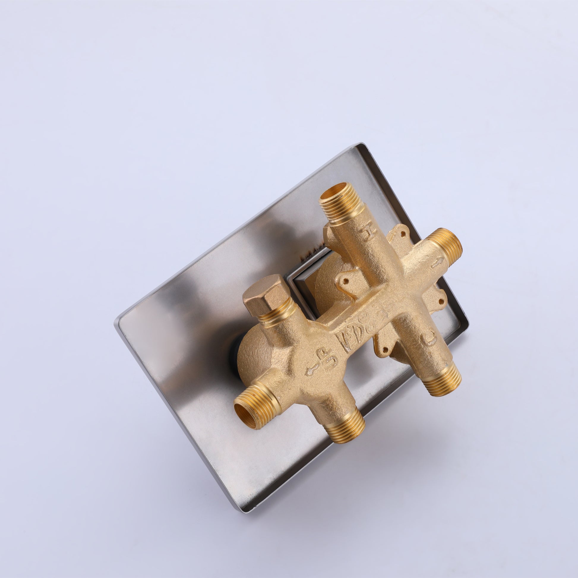 Trustmade Wall Mounted Square Rainfall Pressure Balanced Complteted Shower System With Rough In Valve, 10 Inches Matte Black 2W02 Cement Grey Stainless Steel