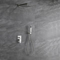 Trustmade Wall Mounted Square Rainfall Pressure Balanced Complteted Shower System With Rough In Valve, 10 Inches Matte Black 2W02 Cement Grey Stainless Steel