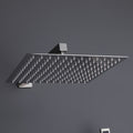 Trustmade Wall Mounted Square Rainfall Pressure Balanced Complteted Shower System With Rough In Valve, 10 Inches Matte Black 2W02 Cement Grey Stainless Steel