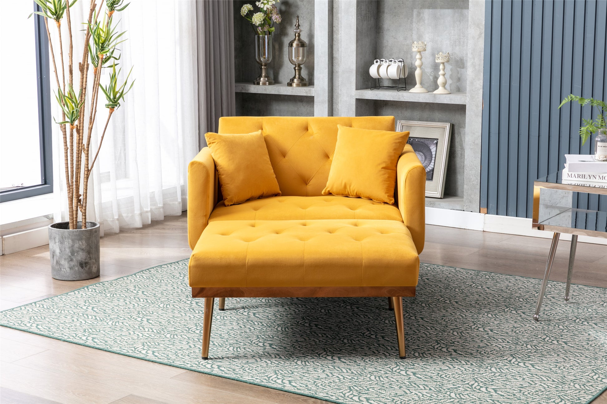 Coolmore Fashionable And Classic Style Chaise Lounge Chair Accent Chair For Living Room, Bedroom Mango Velvet Mango Color Foam Velvet