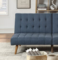 Navy Color Modern Convertible Sofa 1Pc Set Couch Polyfiber Plush Tufted Cushion Sofa Living Room Furniture Wooden Legs Navy Primary Living Space Tufted Back Modern,Transitional Rubberwood Armless Fabric 2 Seat