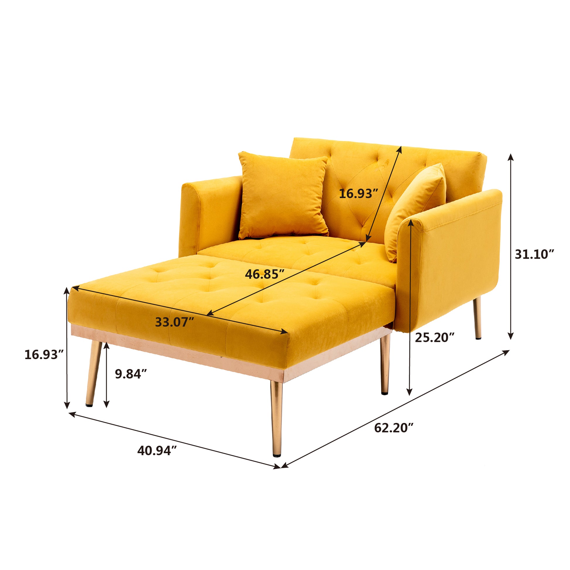 Coolmore Fashionable And Classic Style Chaise Lounge Chair Accent Chair For Living Room, Bedroom Mango Velvet Mango Color Foam Velvet