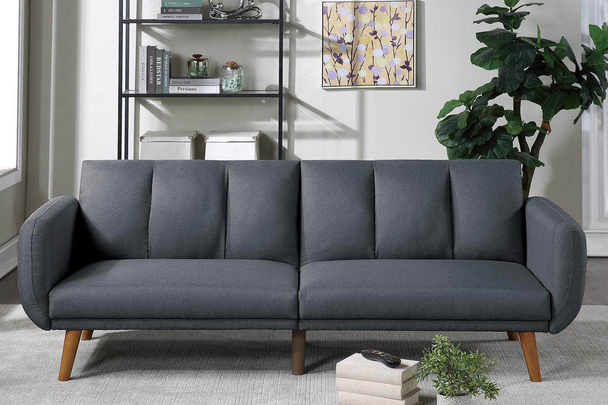 Elegant Modern Sofa Blue Grey Color Polyfiber 1Pc Sofa Convertible Bed Wooden Legs Living Room Lounge Guest Furniture Light Grey Primary Living Space Cushion Back Contemporary,Mid Century Modern,Modern Square Arms Fabric 2 Seat