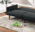 Transitional Look Living Room Sofa Couch Convertible Bed Black Polyfiber 1Pc Tufted Sofa Cushion Wooden Legs Black Wood Primary Living Space Tufted Back Modern,Transitional Pine Square Arms Fabric 2 Seat