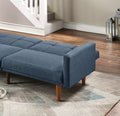 Transitional Look Living Room Sofa Couch Convertible Bed Navy Polyfiber 1Pc Tufted Sofa Cushion Wooden Legs Navy Primary Living Space Tufted Back Modern,Transitional Pine Square Arms Fabric 2 Seat