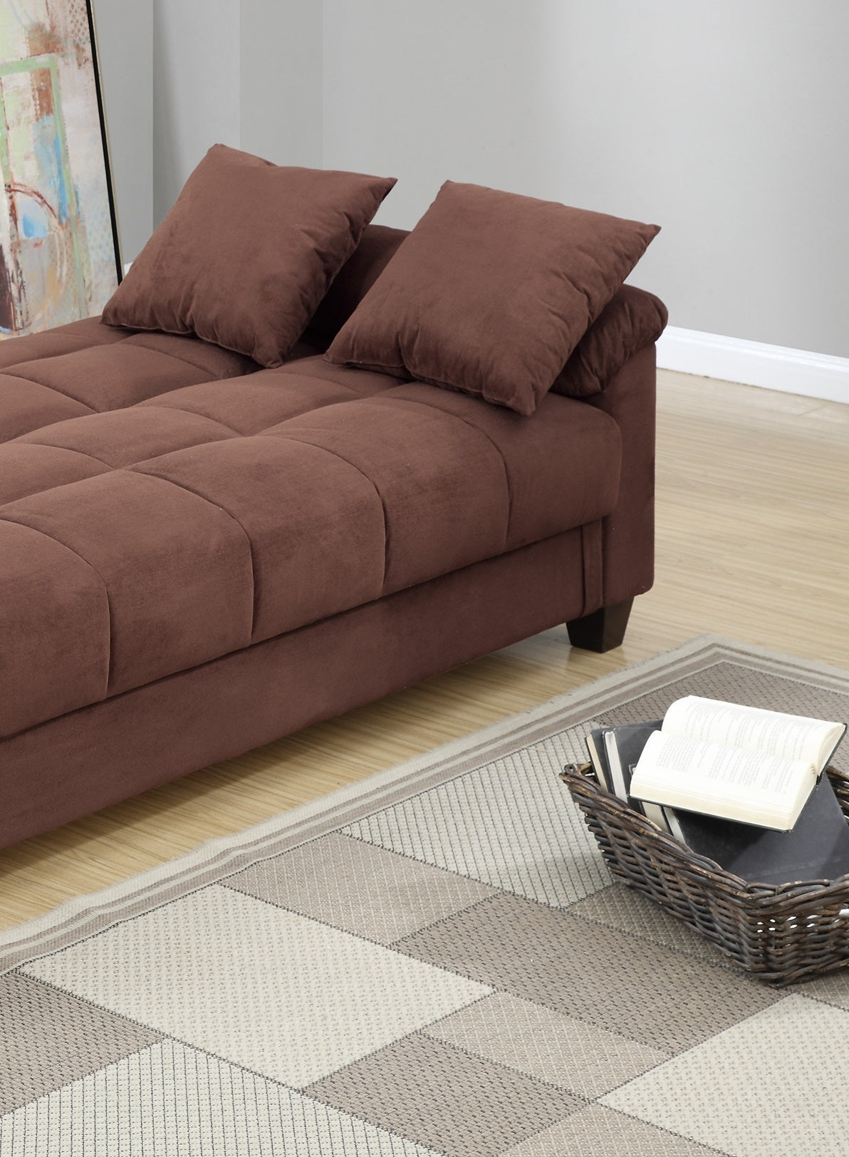 Contemporary Living Room Adjustable Sofa Chocolate Color Microfiber Plush Storage Couch 1Pc Futon Sofa W Pillows Chocolate Microfiber Primary Living Space Contemporary,Modern,Transitional Pine Microfiber 2 Seat