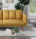 Elegant Modern Sofa Mustard Color Polyfiber 1Pc Sofa Convertible Bed Wooden Legs Living Room Lounge Guest Furniture Mustard Primary Living Space Cushion Back Contemporary,Mid Century Modern,Modern Square Arms Fabric 2 Seat