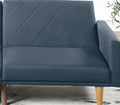 Modern Electric Look 1Pc Convertible Sofa Couch Navy Color Linen Like Fabric Cushion Wooden Legs Living Room Navy Primary Living Space Cushion Back Modern,Transitional Square Arms Fabric 2 Seat