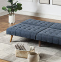 Navy Color Modern Convertible Sofa 1Pc Set Couch Polyfiber Plush Tufted Cushion Sofa Living Room Furniture Wooden Legs Navy Primary Living Space Tufted Back Modern,Transitional Rubberwood Armless Fabric 2 Seat