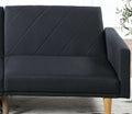 Modern Electric Look 1Pc Convertible Sofa Couch Black Linen Like Fabric Cushion Clean Lines Wooden Legs Living Room Black Wood Primary Living Space Cushion Back Modern,Transitional Square Arms Fabric 2 Seat