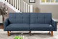 Transitional Look Living Room Sofa Couch Convertible Bed Navy Polyfiber 1Pc Tufted Sofa Cushion Wooden Legs Navy Primary Living Space Tufted Back Modern,Transitional Pine Square Arms Fabric 2 Seat