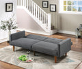 Transitional Look Living Room Sofa Couch Convertible Bed Blue Grey Polyfiber 1Pc Tufted Sofa Cushion Wooden Legs Light Grey Primary Living Space Tufted Back Modern,Transitional Pine Square Arms