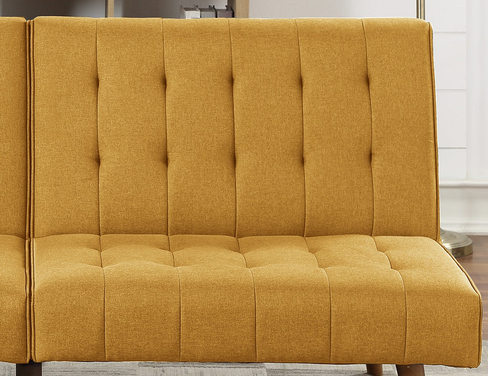 Mustard Color Modern Convertible Sofa 1Pc Set Couch Polyfiber Plush Tufted Cushion Sofa Living Room Furniture Wooden Legs Mustard Wood Primary Living Space Tufted Back Modern,Transitional Rubberwood Armless Fabric 2 Seat