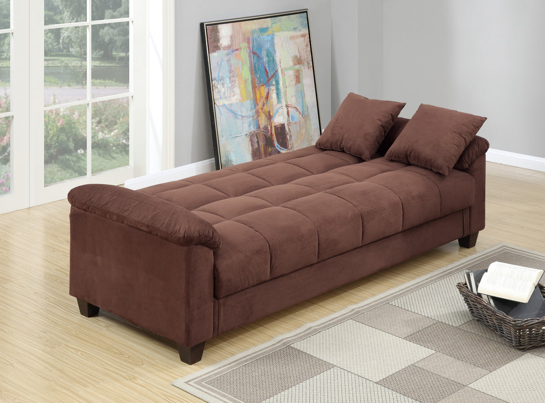 Contemporary Living Room Adjustable Sofa Chocolate Color Microfiber Plush Storage Couch 1Pc Futon Sofa W Pillows Chocolate Microfiber Primary Living Space Contemporary,Modern,Transitional Pine Microfiber 2 Seat