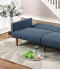 Transitional Look Living Room Sofa Couch Convertible Bed Navy Polyfiber 1Pc Tufted Sofa Cushion Wooden Legs Navy Primary Living Space Tufted Back Modern,Transitional Pine Square Arms Fabric 2 Seat