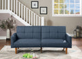 Transitional Look Living Room Sofa Couch Convertible Bed Navy Polyfiber 1Pc Tufted Sofa Cushion Wooden Legs Navy Primary Living Space Tufted Back Modern,Transitional Pine Square Arms Fabric 2 Seat