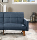 Transitional Look Living Room Sofa Couch Convertible Bed Navy Polyfiber 1Pc Tufted Sofa Cushion Wooden Legs Navy Primary Living Space Tufted Back Modern,Transitional Pine Square Arms Fabric 2 Seat