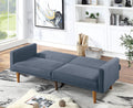 Modern Electric Look 1Pc Convertible Sofa Couch Navy Color Linen Like Fabric Cushion Wooden Legs Living Room Navy Primary Living Space Cushion Back Modern,Transitional Square Arms Fabric 2 Seat