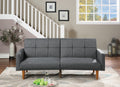 Transitional Look Living Room Sofa Couch Convertible Bed Blue Grey Polyfiber 1Pc Tufted Sofa Cushion Wooden Legs Light Grey Primary Living Space Tufted Back Modern,Transitional Pine Square Arms