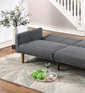 Transitional Look Living Room Sofa Couch Convertible Bed Blue Grey Polyfiber 1Pc Tufted Sofa Cushion Wooden Legs Light Grey Primary Living Space Tufted Back Modern,Transitional Pine Square Arms