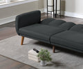 Elegant Modern Sofa Black Polyfiber 1Pc Sofa Convertible Bed Wooden Legs Living Room Lounge Guest Furniture Black Primary Living Space Cushion Back Contemporary,Mid Century Modern,Modern Square Arms Fabric 2 Seat