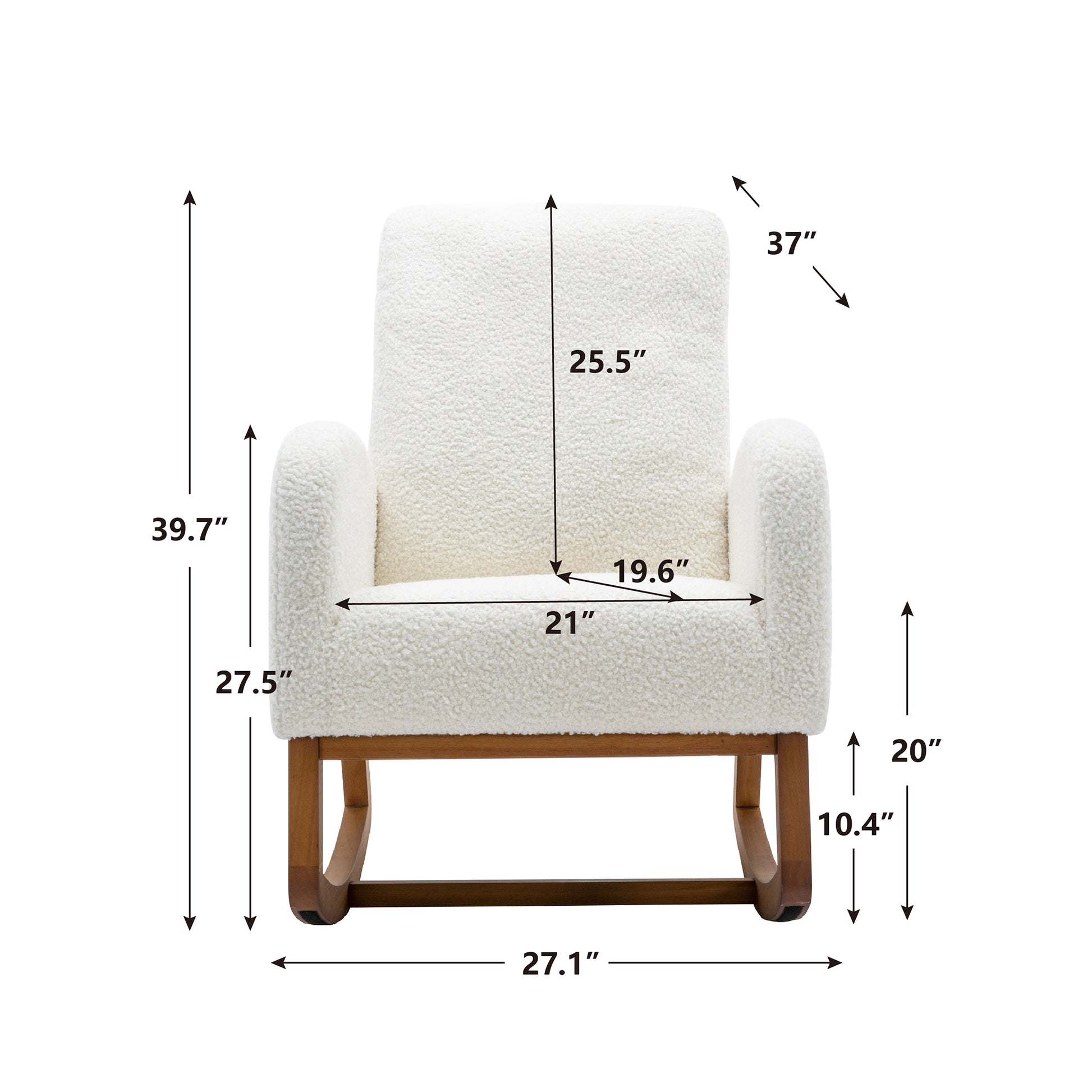 Coolmore Rocking Chair, Modern Glider Chair, Recliner Armchair With Wood Legs And Side Pocket, Nursery Rocking Accent Chair With High Back For Living Room Bedroom White Teddy White Teddy Foam Solid Wood