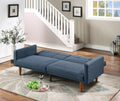 Transitional Look Living Room Sofa Couch Convertible Bed Navy Polyfiber 1Pc Tufted Sofa Cushion Wooden Legs Navy Primary Living Space Tufted Back Modern,Transitional Pine Square Arms Fabric 2 Seat