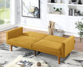 Modern Electric Look 1Pc Convertible Sofa Couch Mustard Color Linen Like Fabric Cushion Wooden Legs Living Room Mustard Primary Living Space Cushion Back Modern,Transitional Rubberwood Square Arms Fabric 2 Seat