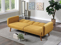 Elegant Modern Sofa Mustard Color Polyfiber 1Pc Sofa Convertible Bed Wooden Legs Living Room Lounge Guest Furniture Mustard Primary Living Space Cushion Back Contemporary,Mid Century Modern,Modern Square Arms Fabric 2 Seat