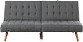 Blue Grey Modern Convertible Sofa 1Pc Set Couch Polyfiber Plush Tufted Cushion Sofa Living Room Furniture Wooden Legs Grey Wood Primary Living Space Tufted Back Modern,Transitional Rubberwood Armless Fabric 2 Seat