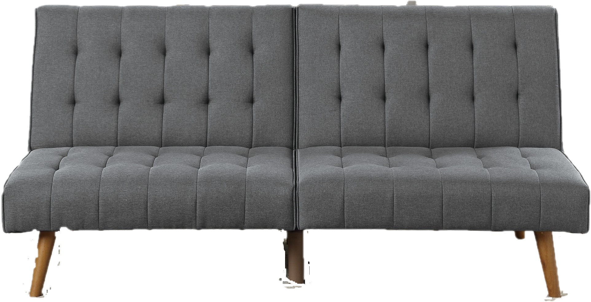 Blue Grey Modern Convertible Sofa 1Pc Set Couch Polyfiber Plush Tufted Cushion Sofa Living Room Furniture Wooden Legs Grey Wood Primary Living Space Tufted Back Modern,Transitional Rubberwood Armless Fabric 2 Seat