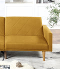 Modern Electric Look 1Pc Convertible Sofa Couch Mustard Color Linen Like Fabric Cushion Wooden Legs Living Room Mustard Primary Living Space Cushion Back Modern,Transitional Rubberwood Square Arms Fabric 2 Seat