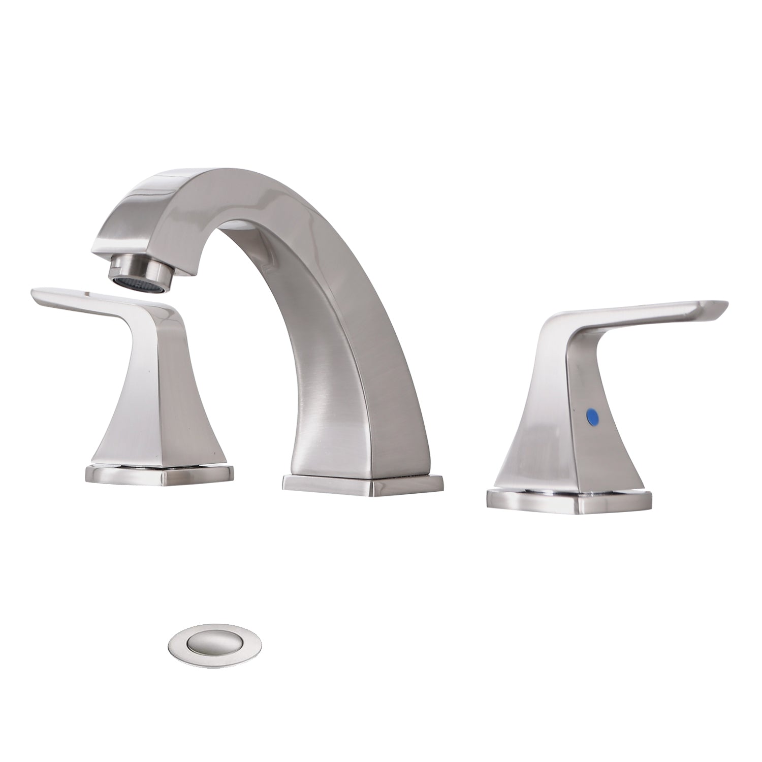 Widespread 2 Handles Bathroom Faucet With Pop Up Sink Drain Brushed Nickel Metal