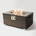 Outdoor Rectangle Fire Pit Table With Propane Tank Cover Brown Wicker