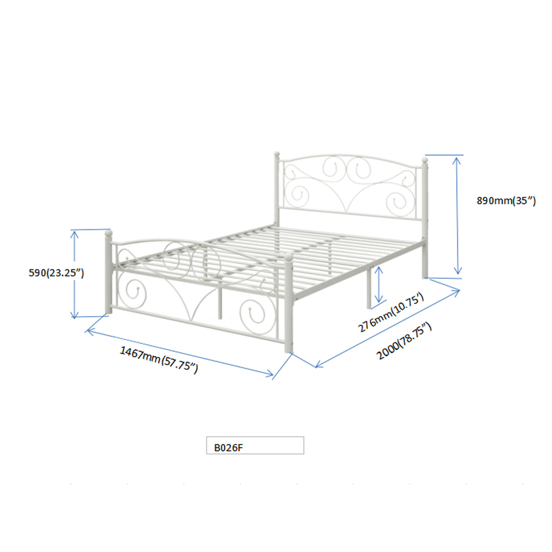 Full Metal Bed Full White Metal