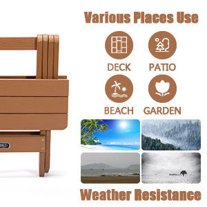 Tale Adirondack Portable Folding Side Table Square All Weather And Fade Resistant Plastic Wood Table Perfect For Outdoor Garden, Beach, Camping, Picnics Brown Ban On Brown Wood Plastic