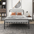 Metal Bed Frame Queen Size Platform No Box Spring Needed With Vintage Headboard And Footboard Premium Steel Slat Support Black Box Spring Not Required Queen Black Metal Bedroom Bed Frame Metal