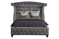 Modern Style Crystal Tufted Queen Bed Made With Wood In Gray Box Spring Not Required Queen Gray Wood Bedroom Contemporary,Modern Acacia Upholstered Velvet Wood