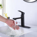 Modern Single Handle Bathroom Sink Washbasin Vanity Sink Faucet With Deck Plate Matte Black Brass