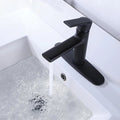 Modern Single Handle Bathroom Sink Washbasin Vanity Sink Faucet With Deck Plate Matte Black Brass