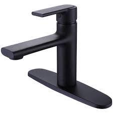 Modern Single Handle Bathroom Sink Washbasin Vanity Sink Faucet With Deck Plate Matte Black Brass