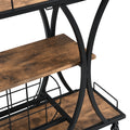 Industrial Bar Cart Kitchen Bar&Serving Cart For Home With Wheels 3 Tier Storage Shelves Black Mdf Metal