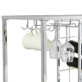Bar Cart Kitchen Bar&Serving Cart For Home With Glass Holder And Wine Rack, 3 Tier Kitchen Trolley With Tempered Glass Shelves And Chrome Finished Chrome Glass Metal