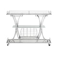 Contemporary Chrome Bar Cart With Wine Rack Silver Modern Glass Metal Frame Wine Storage Chrome Glass Metal