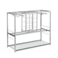 Bar Cart Kitchen Bar&Serving Cart For Home With Glass Holder And Wine Rack, 3 Tier Kitchen Trolley With Tempered Glass Shelves And Chrome Finished Chrome Glass Metal