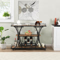 Industrial Bar Cart Kitchen Bar&Serving Cart For Home With Wheels 3 Tier Storage Shelves Black Mdf Metal