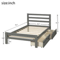 Wood Platform Bed With Two Drawers, Twin Gray Gray Pine