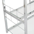 Bar Cart Kitchen Bar&Serving Cart For Home With Glass Holder And Wine Rack, 3 Tier Kitchen Trolley With Tempered Glass Shelves And Chrome Finished Chrome Glass Metal