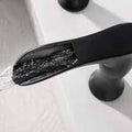 2 Handle 3 Hole Widespread Matte Black Waterfall Bathroom Faucet,8 Inch Vanity Sink Faucet Matte Black Brass