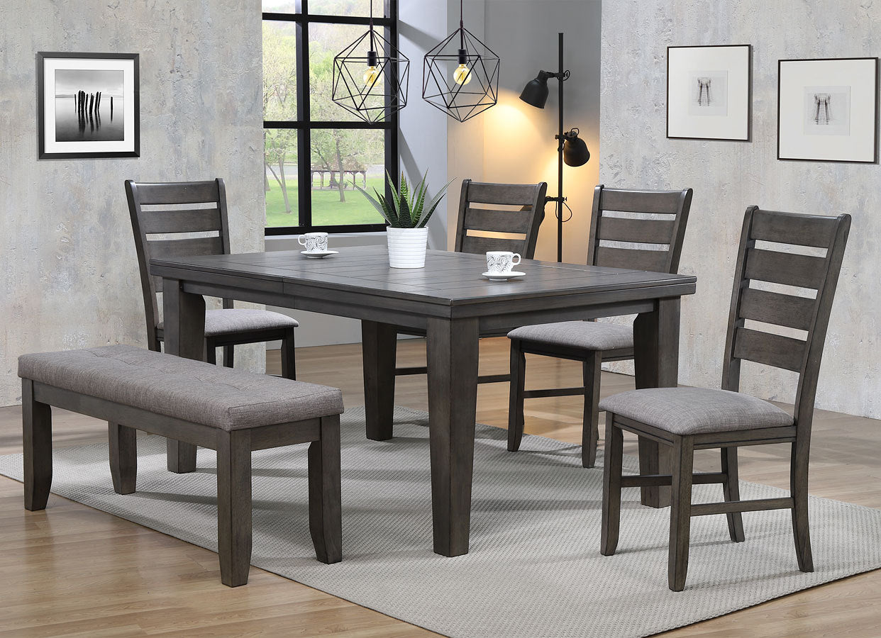 Contemporary Dining Chairs Set Of 2 Gray Finish Solid Wood Fabric Cushion Side Chairs Kitchen Dining Room Furniture Gray Solid Wood